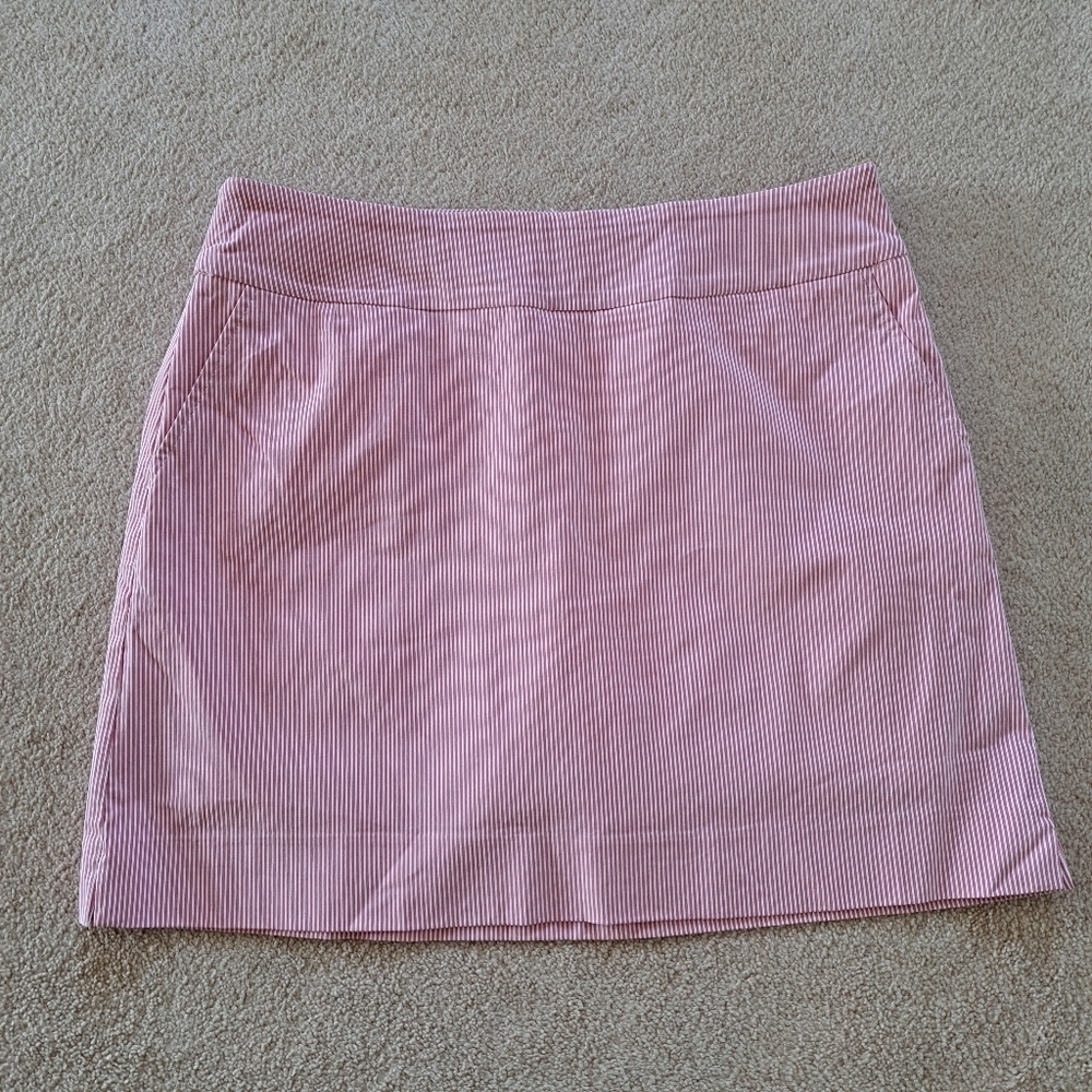 ❤️ S.C.& Co Pull On Skort Pink White Striped Stretch Skirt Women's Size 14 NWOT